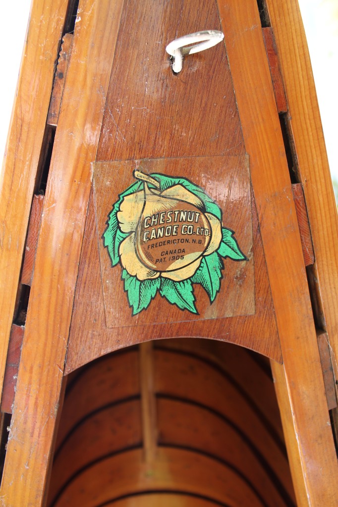 Mahogany bow deck showing original factory logo and rope eye